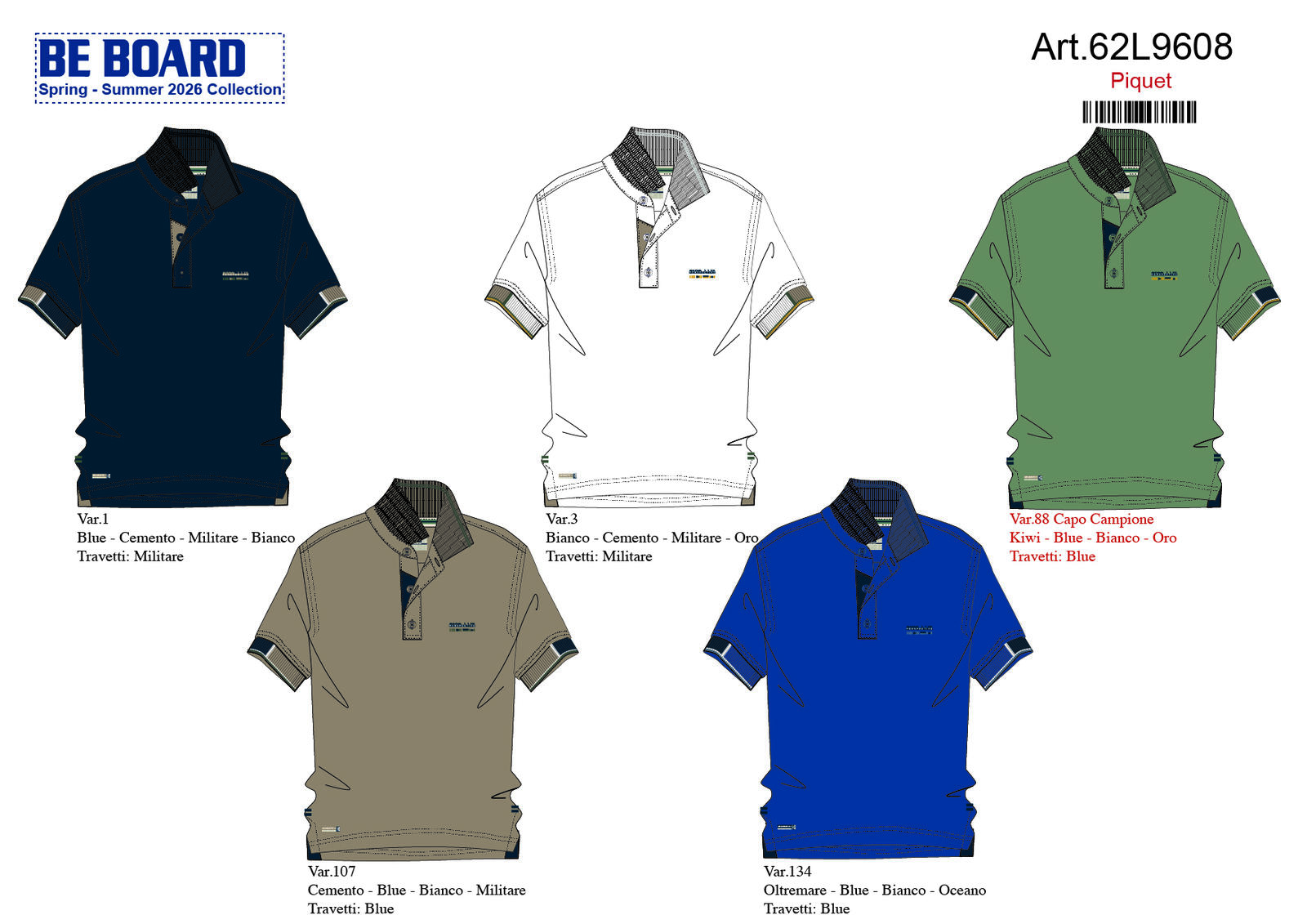 MEN'S POLO SHIRT S/M 62L9608 Tellini S.r.l. Wholesale Clothing